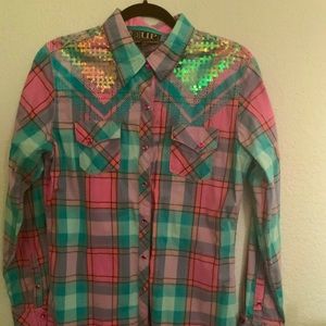 Cowgirl Up plaid snap down shirt